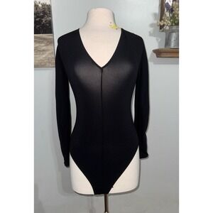 Wolford Black Long-Sleeve V-Neck Bodysuit